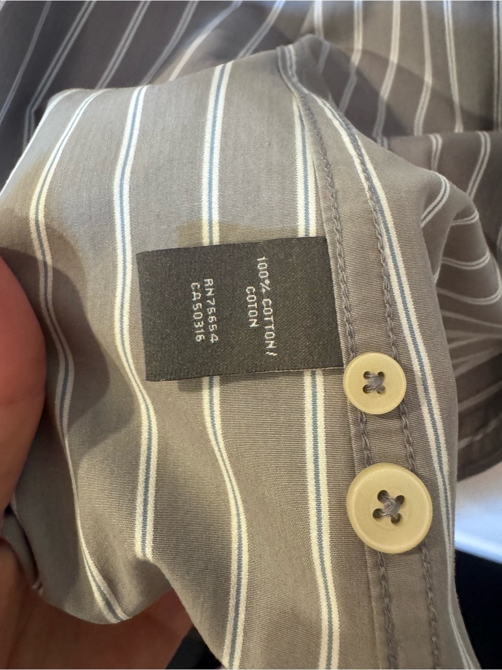 Abercrombie & Fitch Men’s Gray Striped Button Down Shirt Medium 100% Cotton - Picture 7 of 10